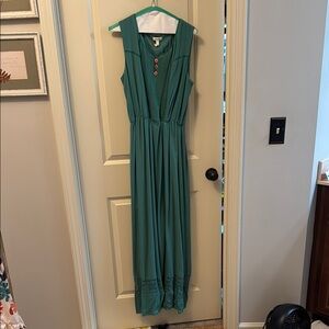 Matilda Jane Green Maxi Sundress with Sleeveless Design